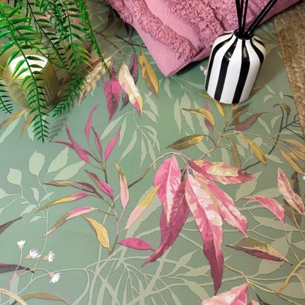 Belgravia Decor Kanata Sage Pink Wallpaper | Fresh Botanical Design with Elegant Leaf Detailing - Image 3