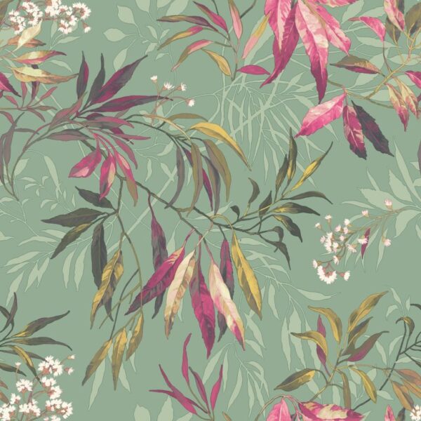 Belgravia Decor Kanata Sage Pink Wallpaper | Fresh Botanical Design with Elegant Leaf Detailing - Image 2
