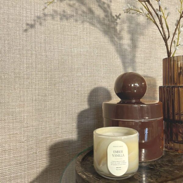 Belgravia Decor Grasscloth Texture Beige Wallpaper | Italian Vinyl Design