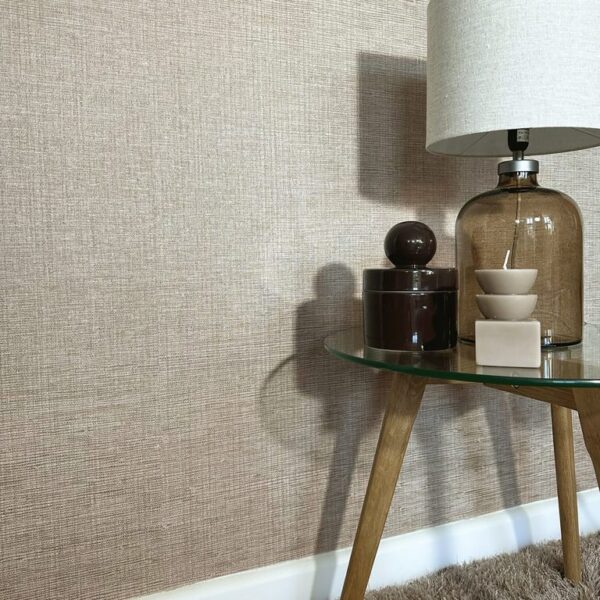 Belgravia Decor Grasscloth Texture Beige Wallpaper | Italian Vinyl Design - Image 3