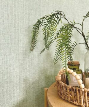 Belgravia Decor Grasscloth Sage Wallpaper | Italian Vinyl Plain Design