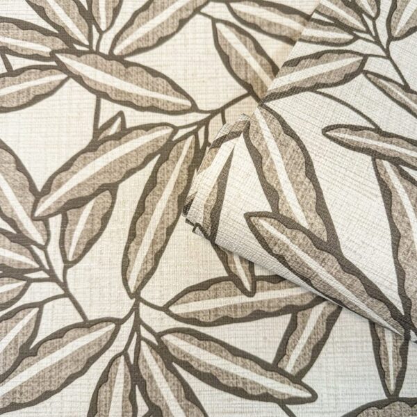 Belgravia Decor Grasscloth Leaf Cream Wallpaper | Textured Italian Vinyl with Modern Organic Style - Image 3