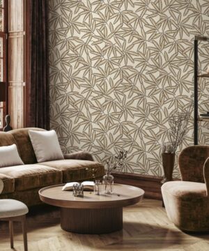 Belgravia Decor Grasscloth Leaf Cream Wallpaper | Textured Italian Vinyl with Modern Organic Style