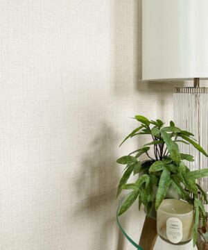 Belgravia Decor Grasscloth Texture Cream Wallpaper | Luxurious Italian Vinyl Plain Design