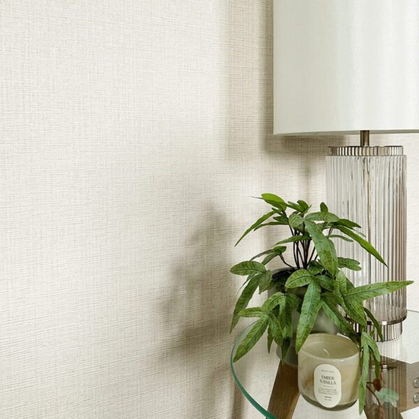 Belgravia Decor Grasscloth Texture Cream Wallpaper | Luxurious Italian Vinyl Plain Design