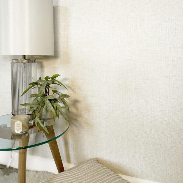 Belgravia Decor Grasscloth Texture Cream Wallpaper | Luxurious Italian Vinyl Plain Design - Image 4