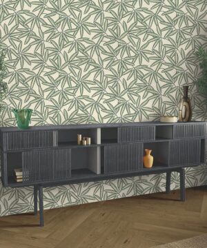 Belgravia Decor Grasscloth Leaf Sage Wallpaper | Textured Italian Vinyl in Natural Green Tones