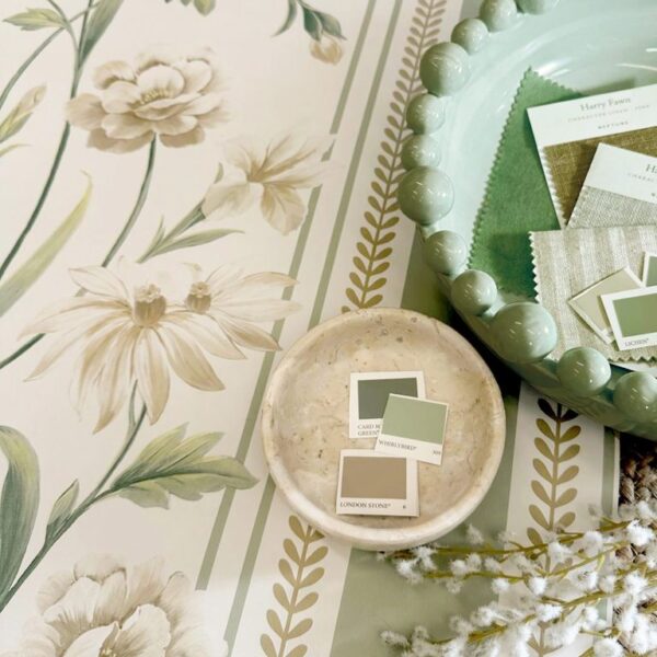 Belgravia Decor Raya Sage Cream Wallpaper | Bridgerton Inspired Hand Painted Floral Design - Image 2