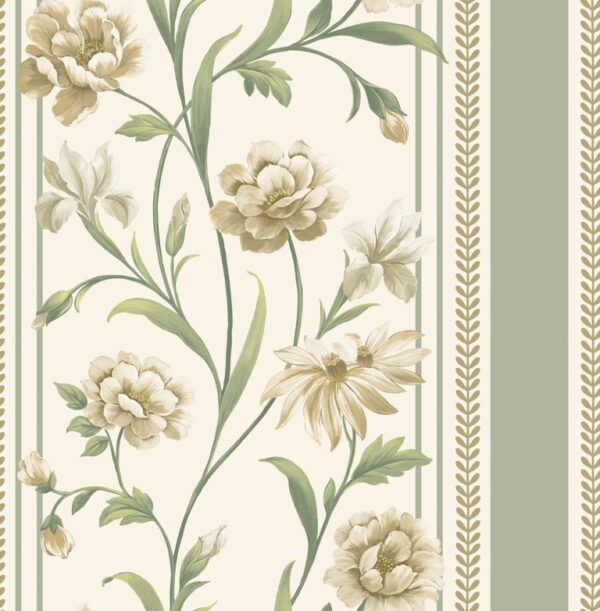 Belgravia Decor Raya Sage Cream Wallpaper | Bridgerton Inspired Hand Painted Floral Design - Image 3