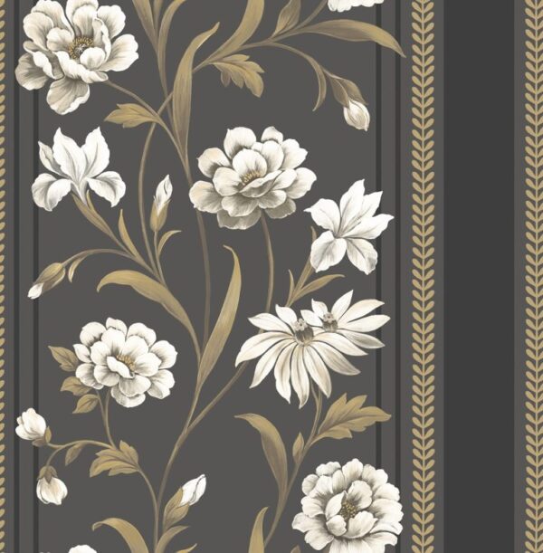 Belgravia Decor Raya Dark Neutral Wallpaper | Bridgerton Inspired Hand Painted Floral Elegance - Image 2