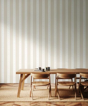 Hoopla Decorative Stripe Linen and Stone Wallpaper | Classic Neutral Design