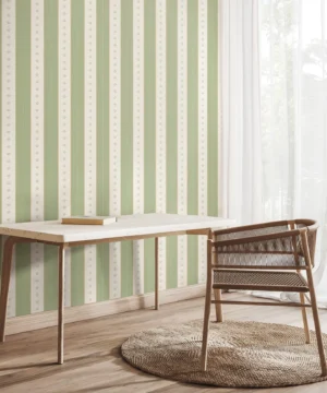 Hoopla Decorative Stripe Soft Sage Wallpaper | Elegant Green Stripe Design
