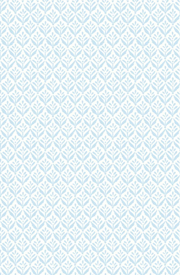 Hoopla Mini Leaf Sky Wallpaper | Soft Blue Leaf Print Design - Image 2